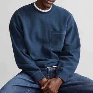 Madewell Mens Blue Waffle-Knit Crewneck Sweatshirt Small